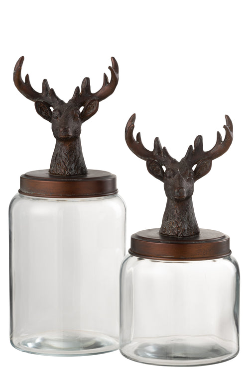 J-Line voorraadpot hert polyresin - polyresin - transparant/koper - large - vtwonen shop