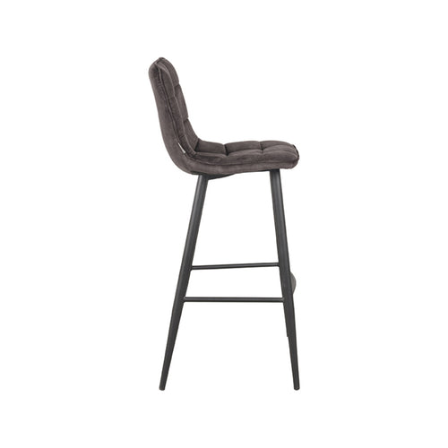 LABEL51 Barkruk Jelt - Antraciet Velvet - Zithoogte 78cm - Set van 2