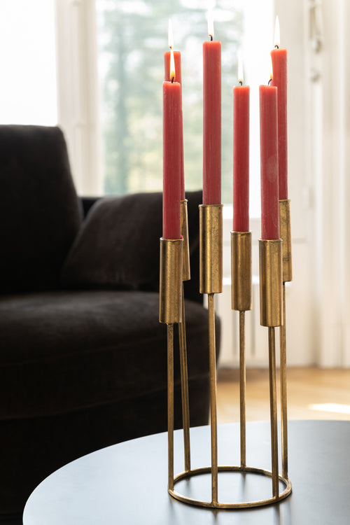 J-Line kandelaar Pierre - ijzer - goud - 2 stuks