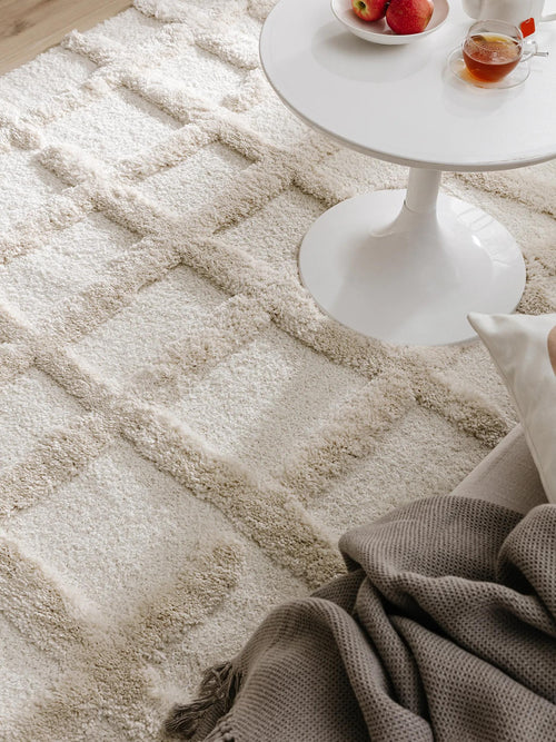 benuta shaggy vloerkleed Tibo - crème - 120x170 cm