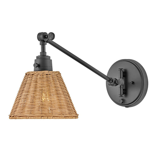 Hinkley Arti Dome Wandleuchte Modern Schwarz, Natur Rattan Schirm 1x E27