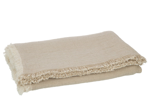 J-Line plaid Franjes Mousseline - katoen - donkerbeige - 130 x 180 cm