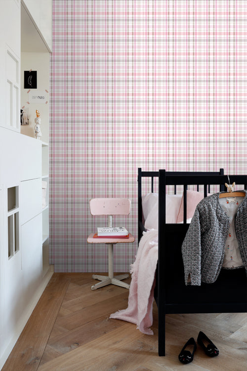 ESTAhome behang ruiten licht roze - 53 cm x 10.05 m - 138824