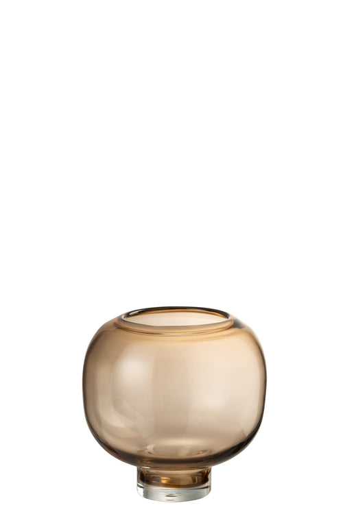 J-Line vaas Op Voet Rond - glas - lichtbruin - large - Ø 20.5 cm