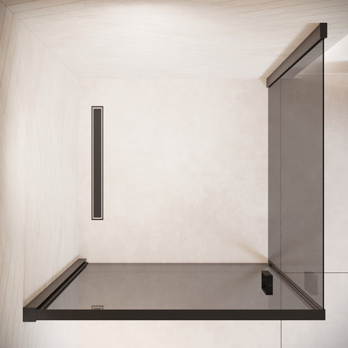Badplaats Douchecabine Alava 100 x 100 x 190 cm – Zwart met Rookglas – Douchewand met Draaideur