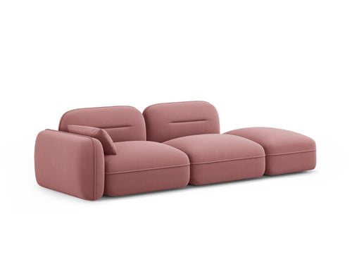 Cosmopolitan Design Rechte modulaire bank Sydney 3-zits, flueel, zalm - 90x295x70cm