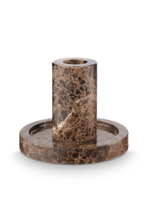 vtwonen Kandelaar Marmer - Bruin - 10.2x7.9cm - set van 2 - vtwonen shop