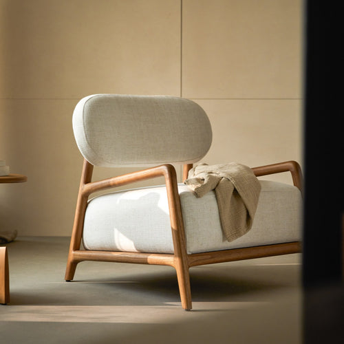 Tikamoon Fauteuil van massief mindi - Beige