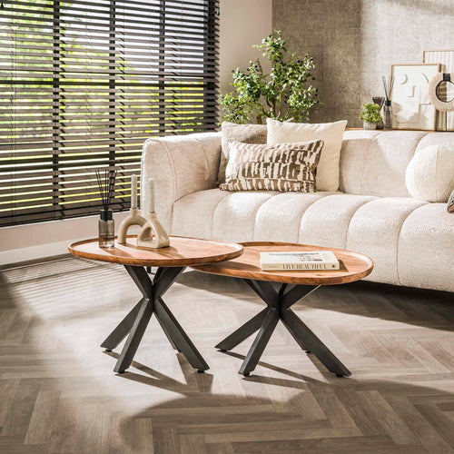 Giga Meubel Salontafel Spider - Naturel - Set van 2 - 71x48x45cm - vtwonen shop