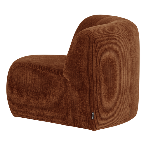 WOOOD hoekelement rond Mojo Base - Ribstof - Roestbruin - 74x110x110