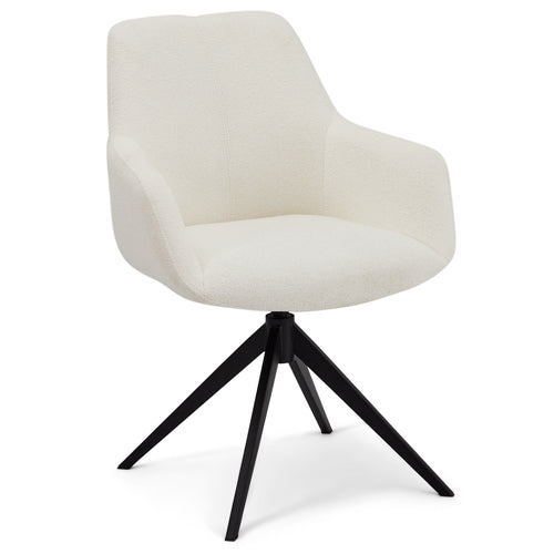 Furnhouse eetkamerstoelen armleuning Helena - Crème wit - Stof (Bouclé) - Set van 2