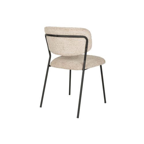 Housecraft Living Jolien Eetkamerstoelen Zwart/Beige Bouclé - Set van 2