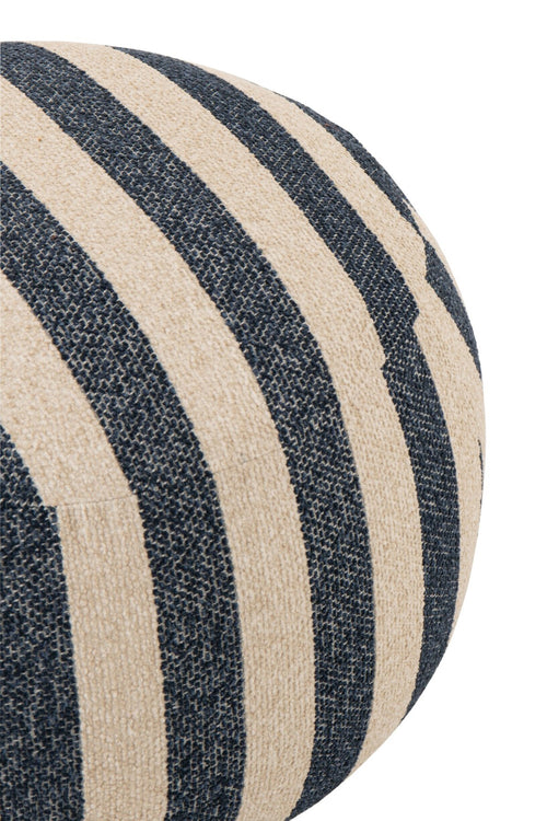 J-Line poef Gestreept - textiel - blauw/gebroken wit