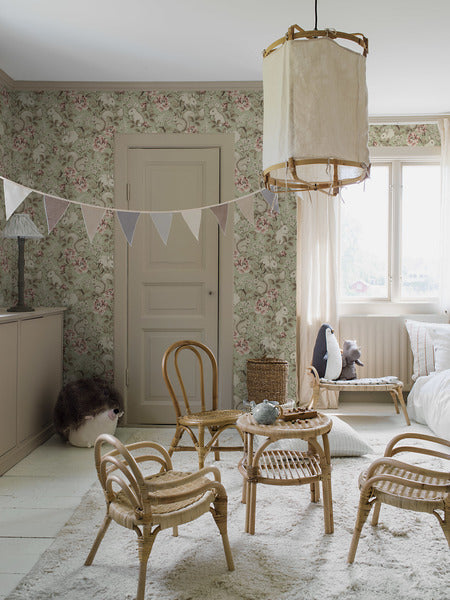 Borastapeter behang vintage bosdieren groen - 53 cm x 10.05 m - 660615 - vtwonen shop