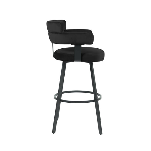 LABEL51 Barkruk Bardio - Zwart Velvet - Zithoogte 75cm - Set van 2 - vtwonen shop