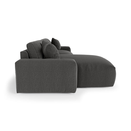 Premium Interiors - Linkerhoekbank CHEER - zacht aanvoelende geweven stof  donker antraciet 312cm