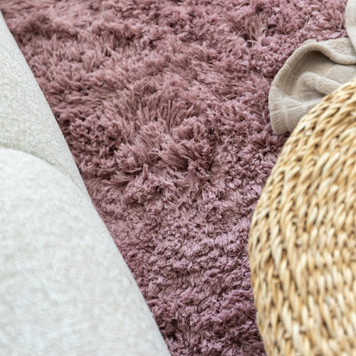 Hoogpolig vloerkleed Pilo Darkpink Polyester Interieur05