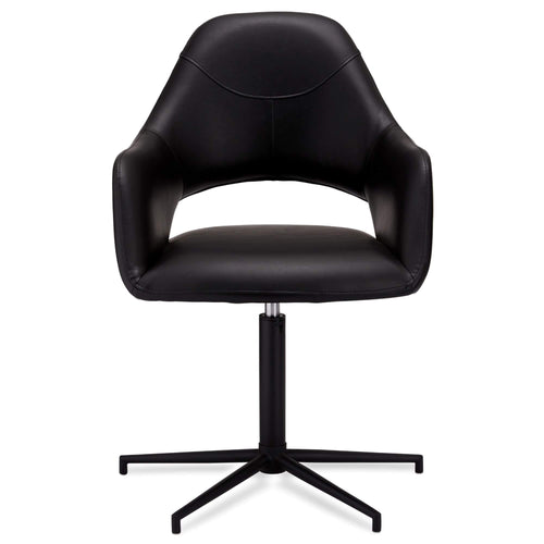 Furnhouse eetkamerstoelen armleuning Luna - Zwart - Kunstleer - Set van 6