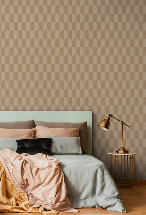 ESTAhome behang art deco bogen donker beige - 50 x 900 cm - 131233 - vtwonen shop