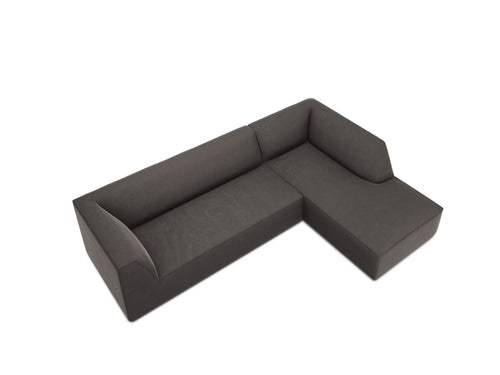 Micadoni rechter hoekbank Ruby 4-zits, flueel, donkergrijs - 180x273x69cm