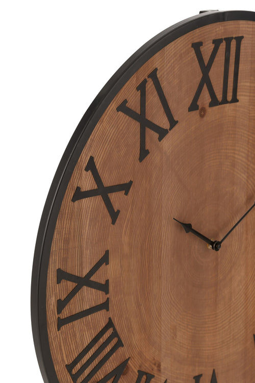 J-Line klok Nue - mdf/ijzer - naturel - large - Ø 60 cm