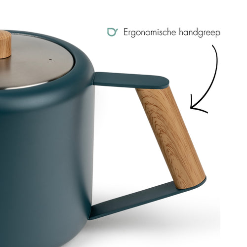 Bredemeijer - Dubbelwandige theepot Duet Design Boston - 1,1 liter - RVS - Blauw - vtwonen shop