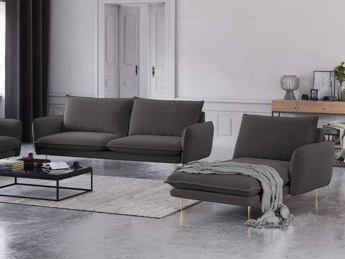 Cosmopolitan Design rechter chaise longue Vienna structurele stof, donkergrijs - 170x110x95cm