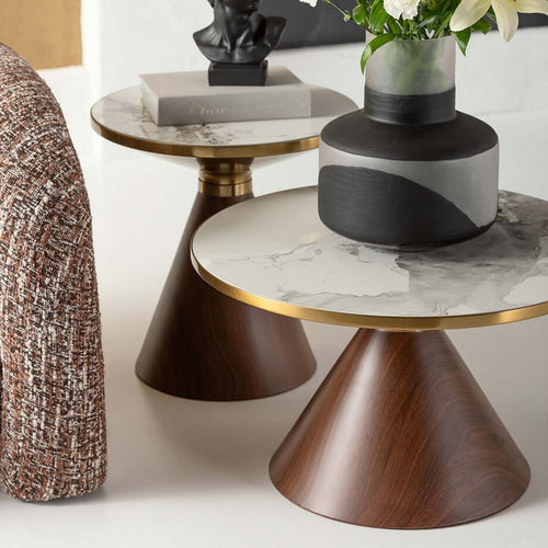 Kare Design Salontafel Cono Ø70cm keramiek walnoot