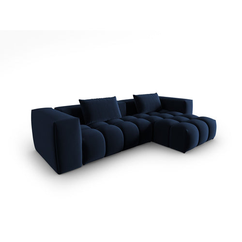 Cosmopolitan Design - Modulaire hoekbank rechts Verona 3-zits, flueel koningsblauw - 145x260x70cm