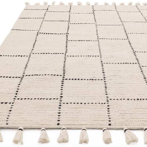 Vloerkleed Easy Living Nepal Boho Cream/Black Tile Rug 120x170 cm - vtwonen shop