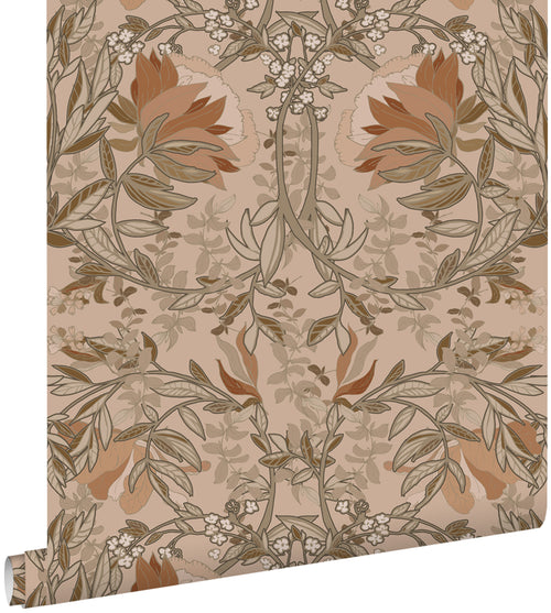 ESTAhome behang vintage bloemen in art nouveau stijl beige en terracotta - 0.53 x 10.05 m - 139460 - vtwonen shop