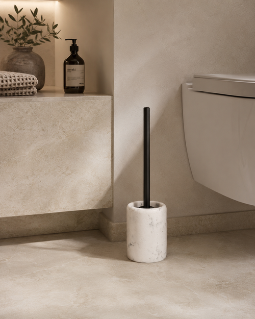 S|P Collection - Toiletborstel 9,5xH37cm met houder marble white Suds