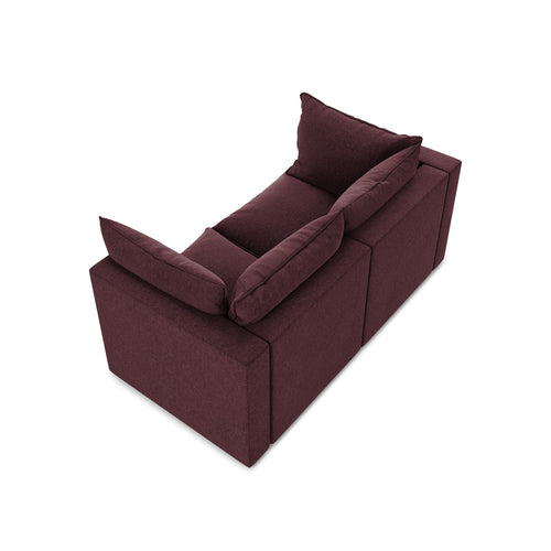LaMiaSofa Tweezits modulaire bank Ravenna - velours - bourgondië - 180x90x77