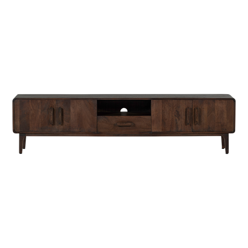 WOOOD tv meubel 200 cm Liya - Mangohout - Donkerbruin - 50x200x35