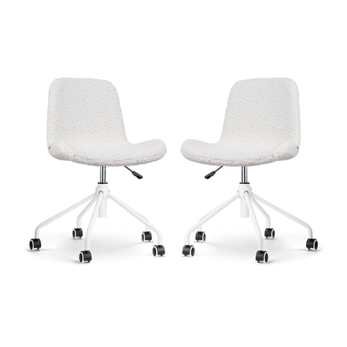 Nolon Nout-Fé Bureaustoelen Set van 2 - Teddy Wit - Wit Onderstel - vtwonen shop