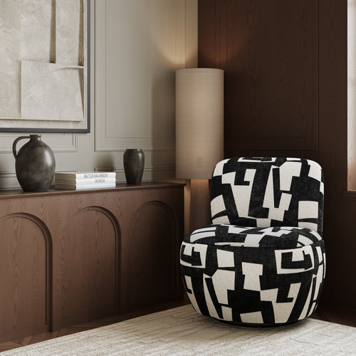 Sia Home - Fauteuil JENA - Stof met structuurpatroon - Donker antraciet - 65cm