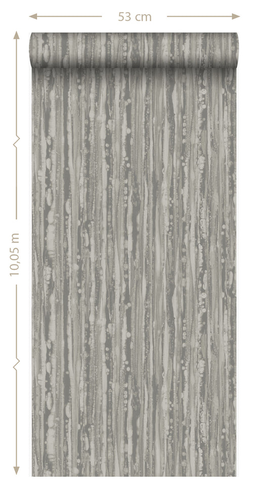 Origin Wallcoverings behang strepen bruin en glanzend goud - 53 cm x 10,05 m - 346640 - vtwonen shop