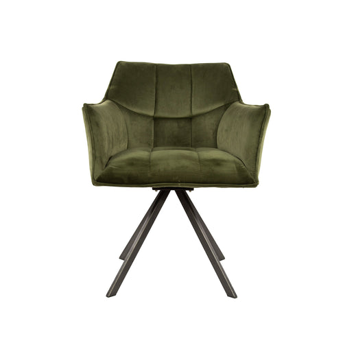 Giga Meubel Eetkamerstoel Raster - Groen Velvet - Draaibaar - Set van 2 - Set van 2
