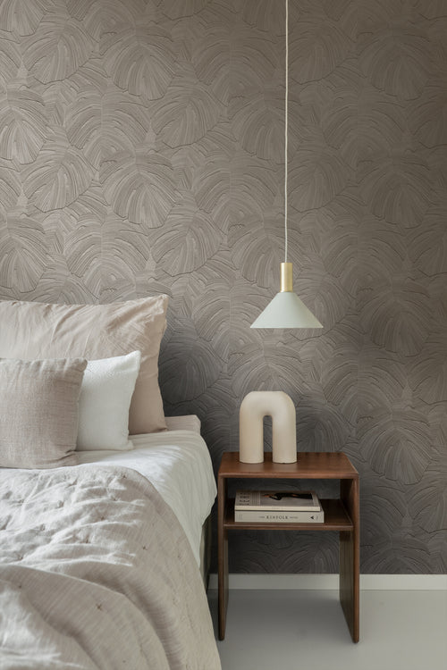Origin Wallcoverings behang tropische bladeren donker beige - 53 cm x 10.05 m - 348026 - vtwonen shop