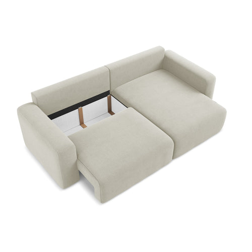 LaMiaSofa hoekbank rechts Ostia - textuurstof - lichtbeige - 244x149x79