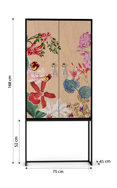 Kast dressoir met 2 deuren van MDF met EXOTIC ORCHODEA patroon