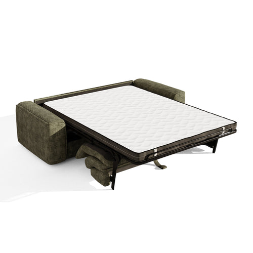 Premium Interiors - Snel uitklapbare slaapbank COMO - corduroy olijfgroen 216cm