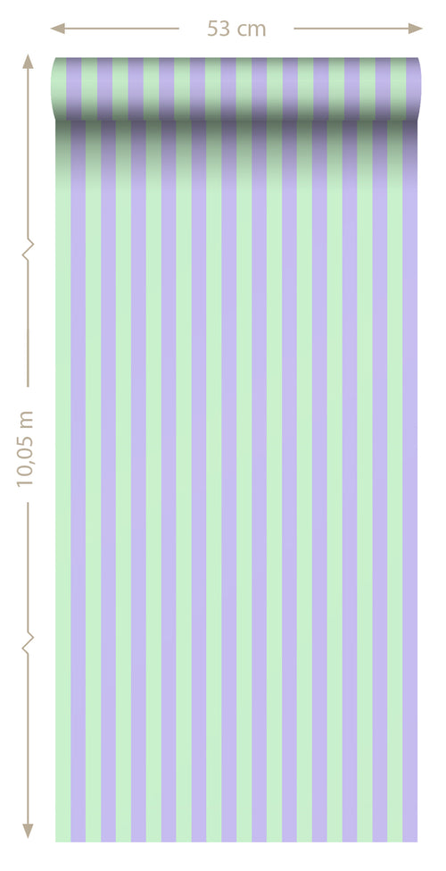 ESTAhome behang strepen paars en groen - 50 x 900 cm - 131568 - vtwonen shop