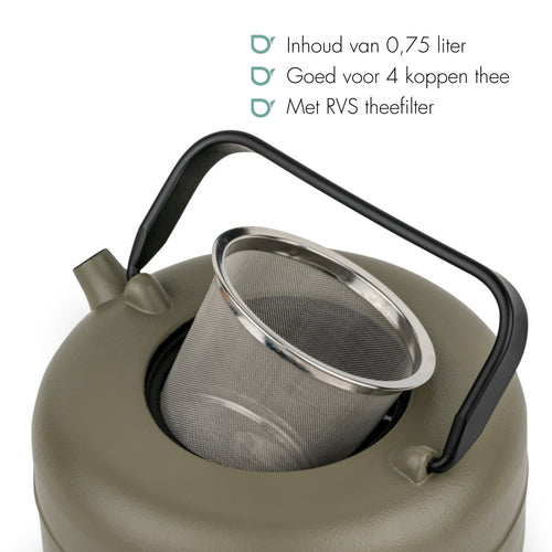 Bredemeijer - Theepot Henan 0,75L gietijzer khaki - vtwonen shop