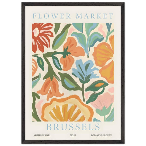 Artfulprints Poster met Lijst Flower market - Brussels   - 50x70 cm - Meerkleurig
