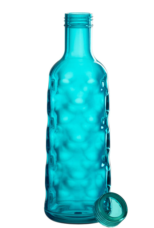 J-Line decoratie Fles Gehamerd - kunststof - blauw - giftbox