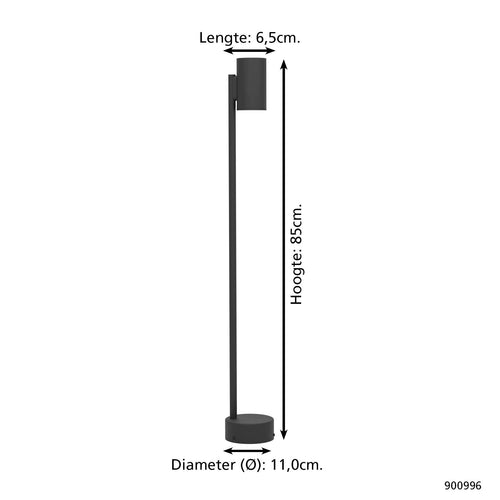 EGLO sokkellamp Izzalini - gu10 - 85 cm - zwart - vtwonen shop