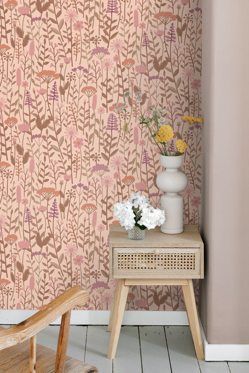 ESTAhome behang veldbloemen oudroze - 50 x 900 cm - 131547 - vtwonen shop