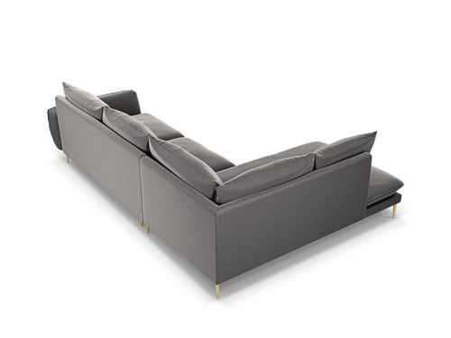Cosmopolitan Design linker hoekbank Vienna 6-zits, flueel, lichtgrijs - 185x275x95cm