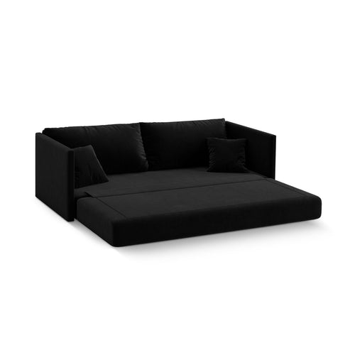Cosmopolitan Design - Converteerbare bank Shannon 3-zits, flueel zwart - 94x209x87cm